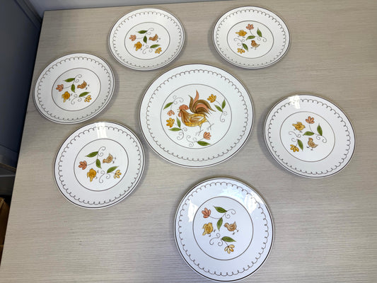 Cora Stone Rooster & Chicks "Early Morning" Plate Set