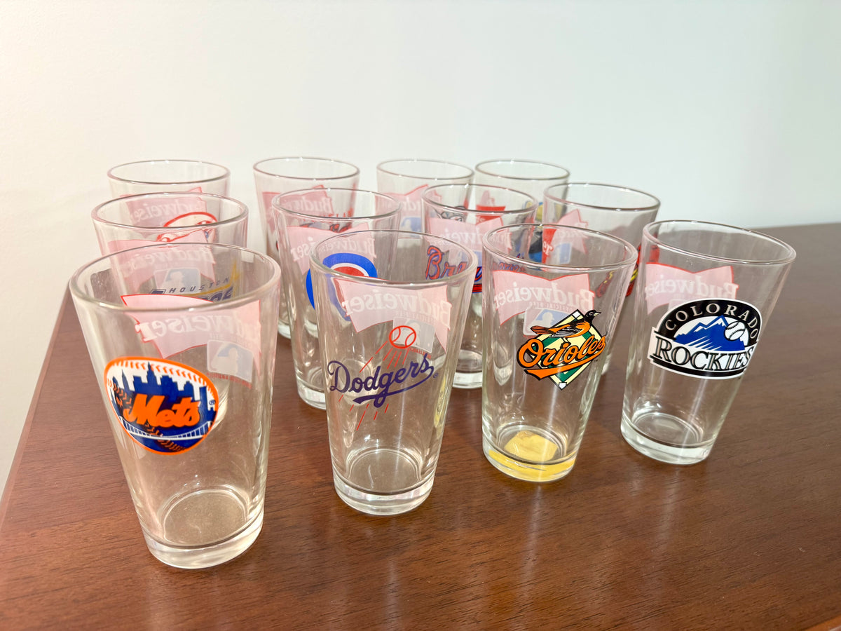 Set de vasos de pinta Budweiser y equipos de las Grandes Ligas de Béisbol