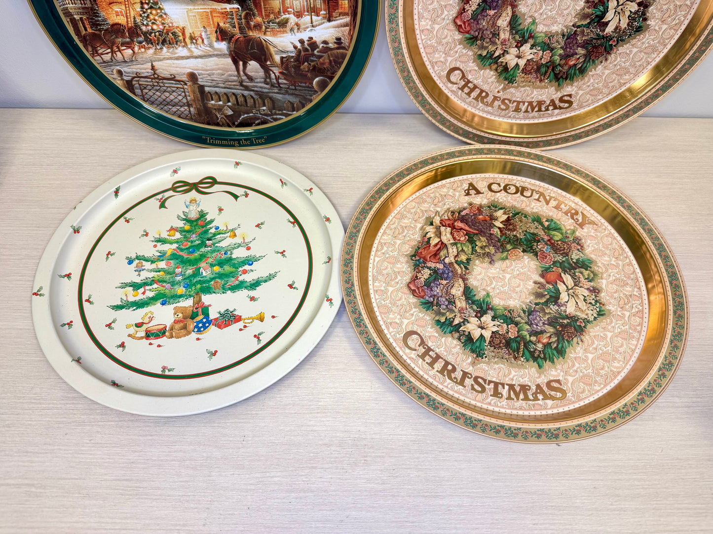 Vintage Christmas Metal Trays