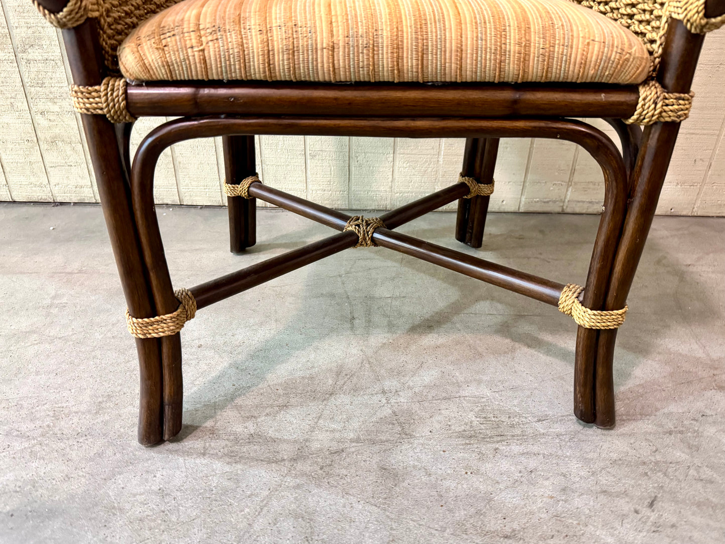 Vintage Rattan/Rope Wingback Chair