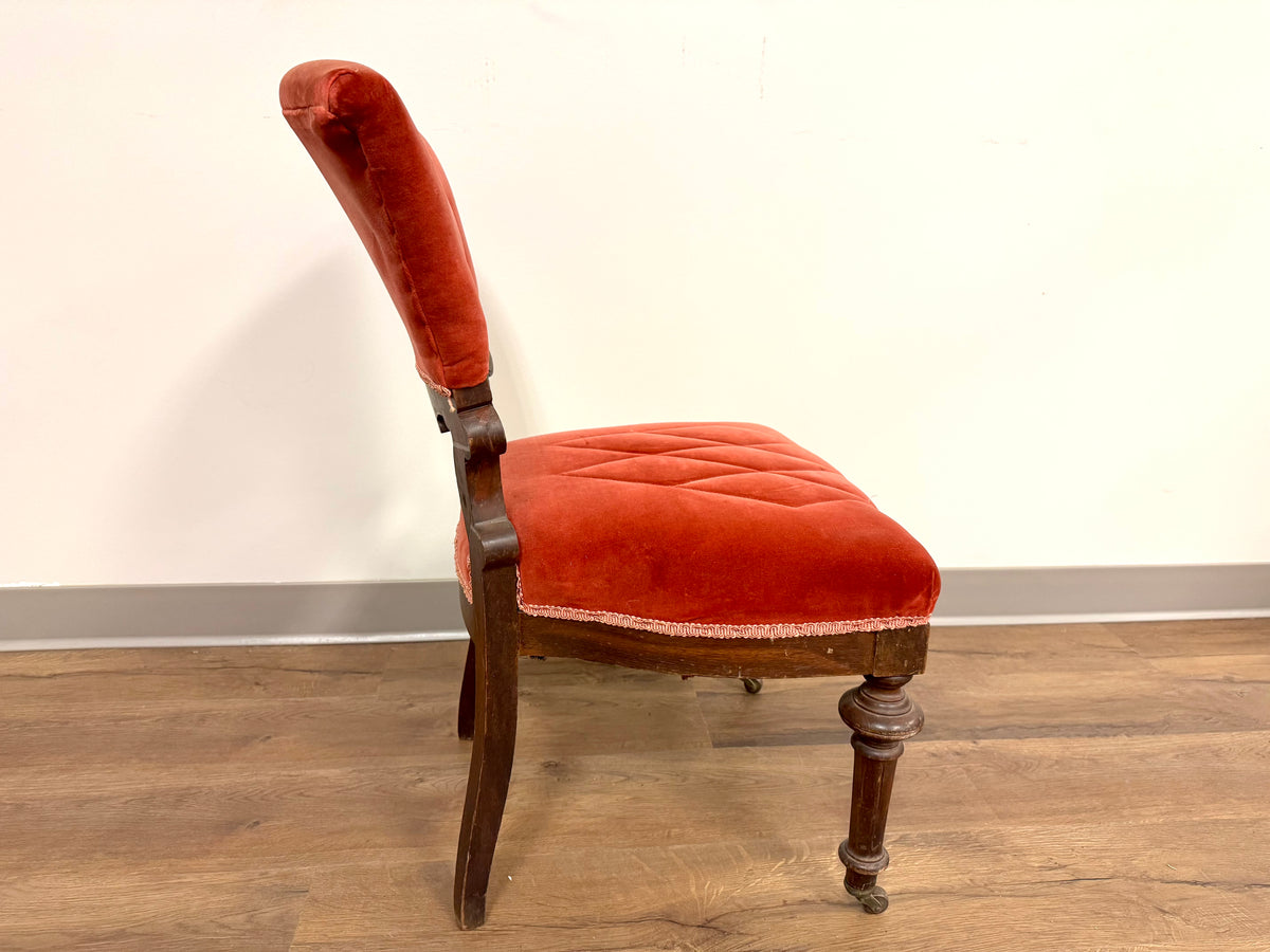 Antique Victorian Red Velvet Accent Chair