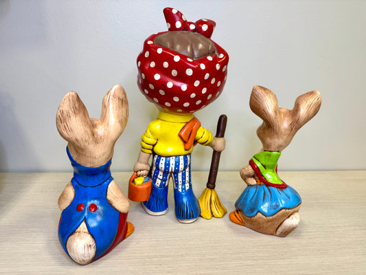 1970s Helga the Housekeeper & Rabbit Ceramic Handpainted Figures