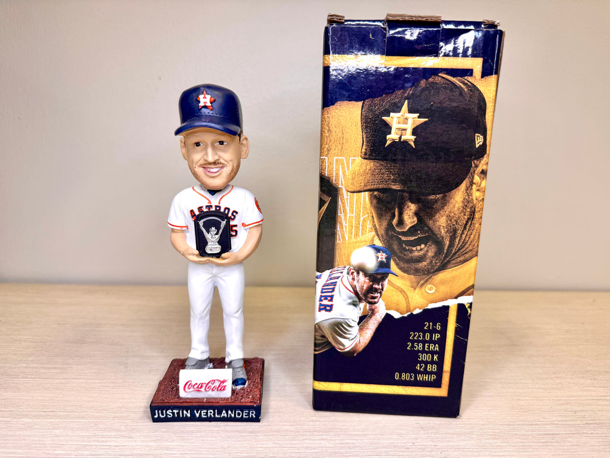 Figura de cabeza móvil de Justin Verlander de los Houston Astros, "Premio Cy Young" 2019