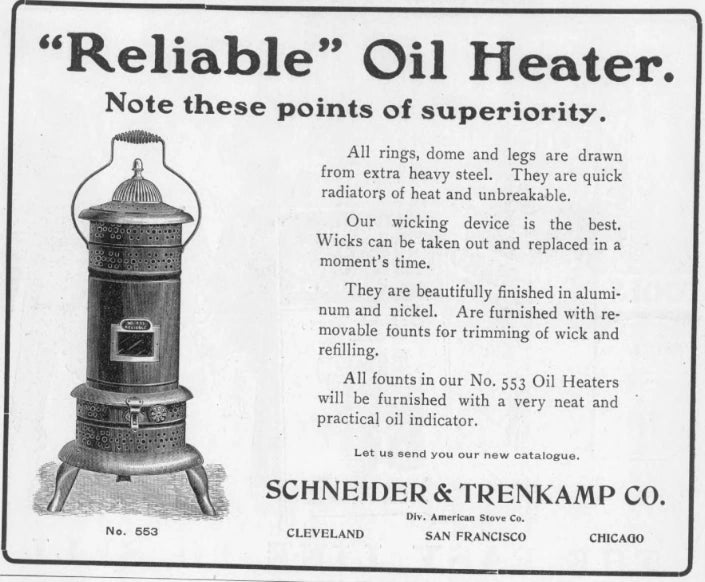 Antique Schneider & Trenkamp Co. Gas Heater