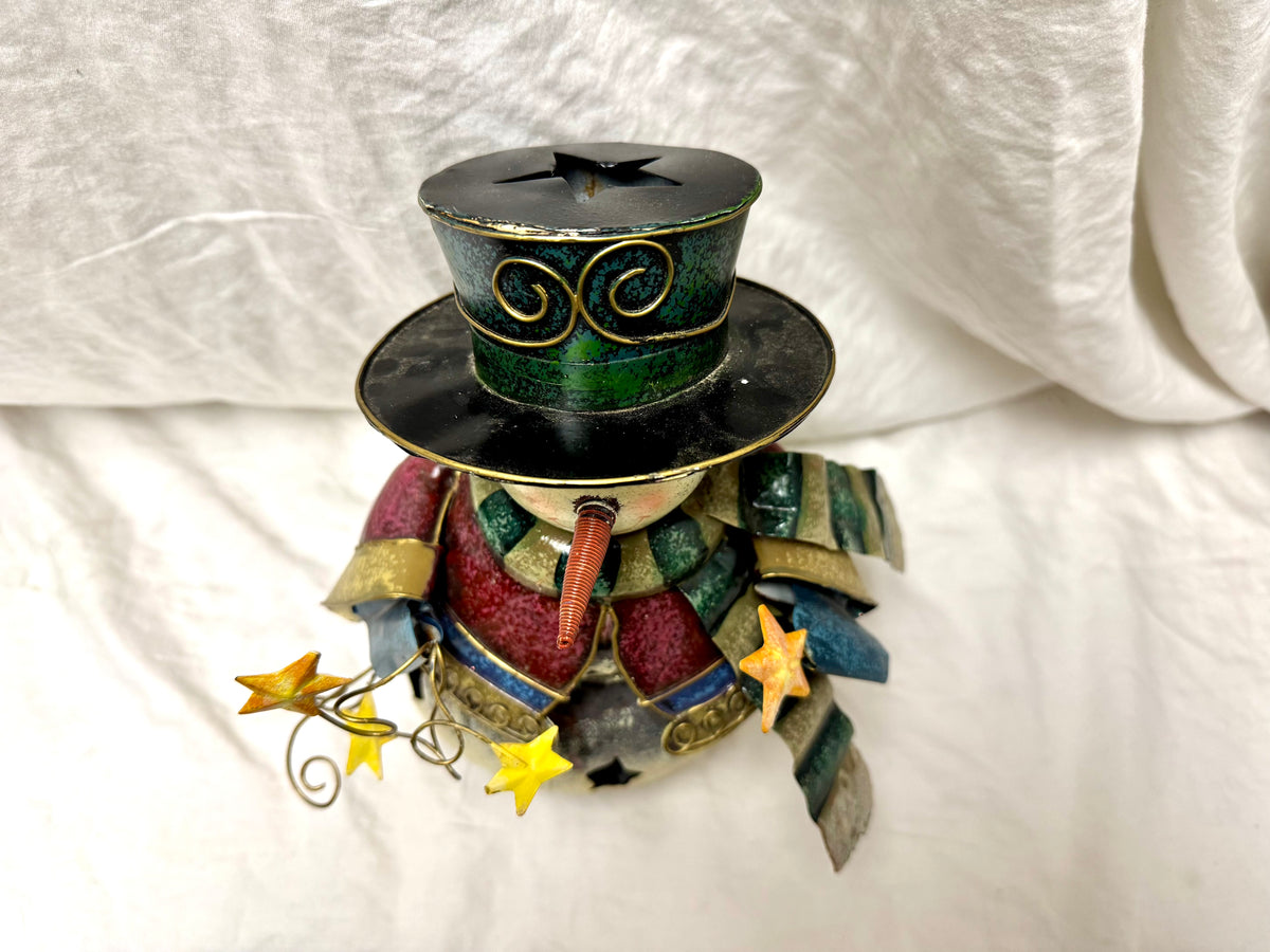 Metal Snowman Tealight Lantern Decoration