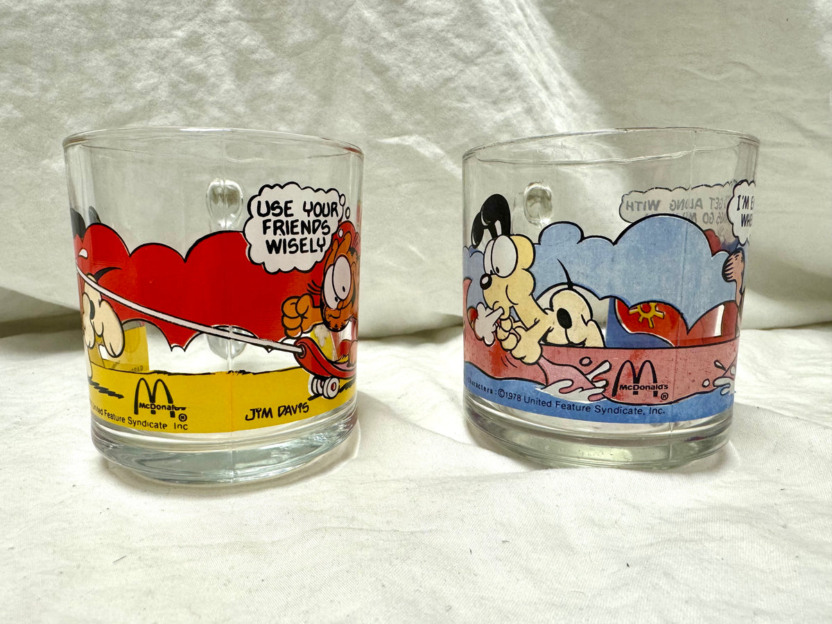 Tazas de cristal de novedad Garfield de McDonald's de 1978