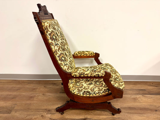 Floral Yellow Victorian Platform Rocking Chair