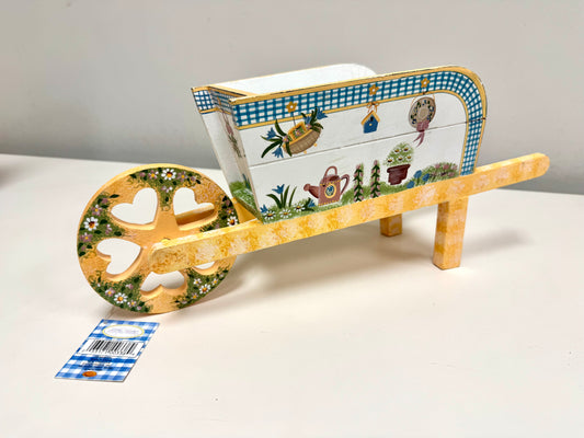1999 Kathy Hatch Wooden Wheelbarrow Cottagecore