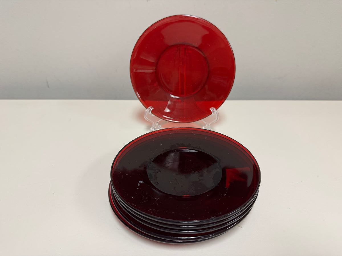 Anchor Hocking MCM Ruby Red Side Plates
