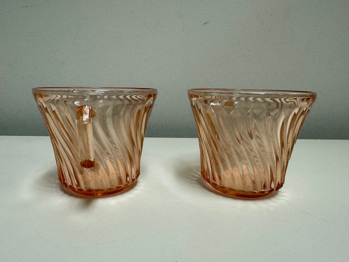 Federal Glass Co. Pink Swirl Cups