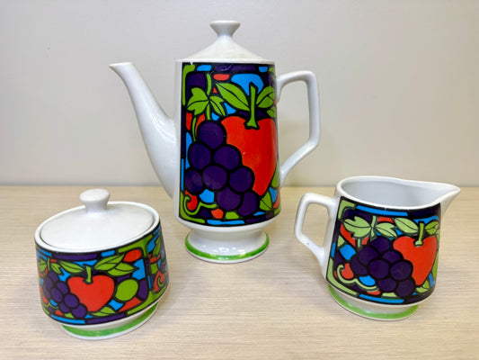 1970s Fruit Patterned Ceramic Coffee/Tea Set