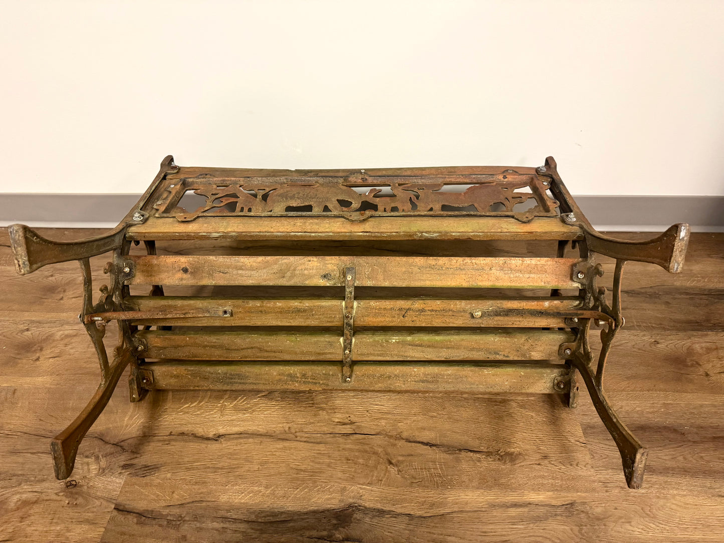 RARE Wood/Iron Kids Animal-Themed Bench
