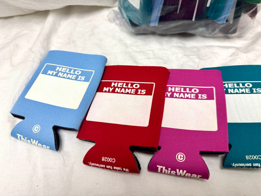 "Hello My Name Is" Blank Koozies