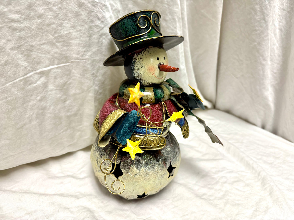 Metal Snowman Tealight Lantern Decoration