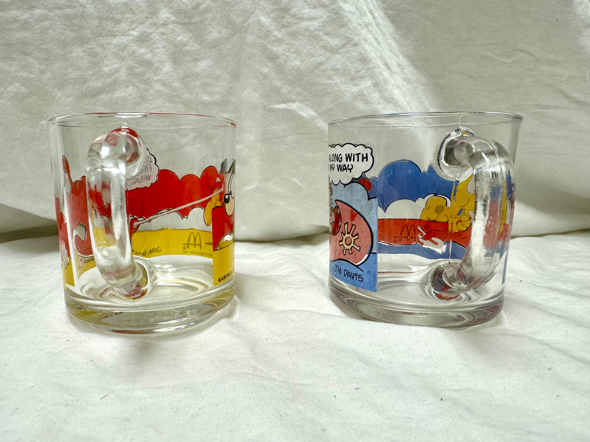Tazas de cristal de novedad Garfield de McDonald's de 1978