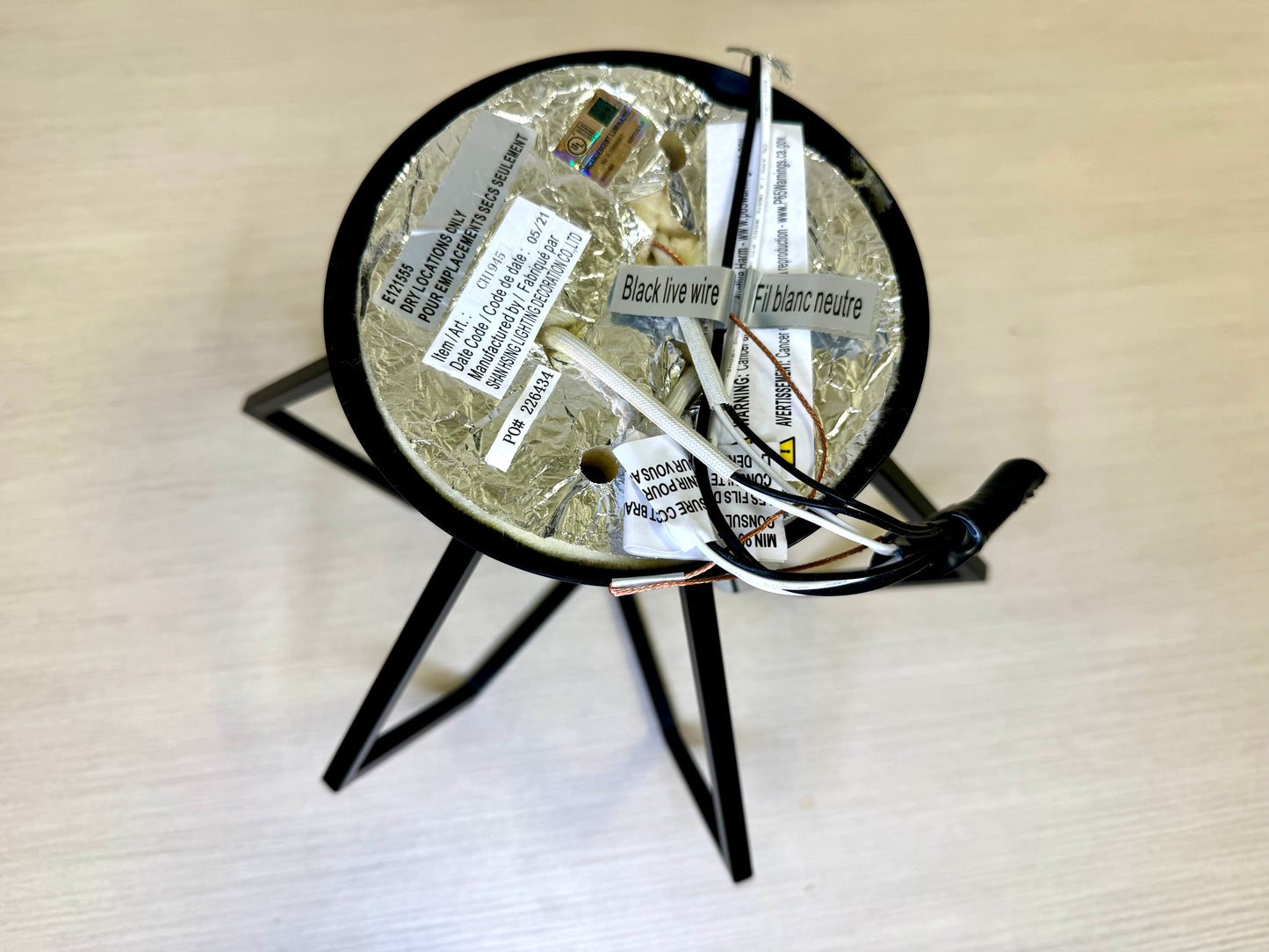 Black 3 Light Semi-Flush Fixture