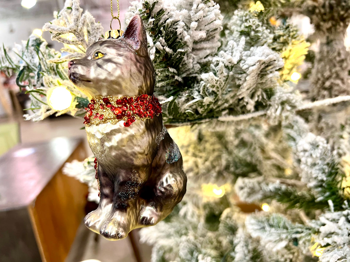 Adorno de Navidad de Gato Gris