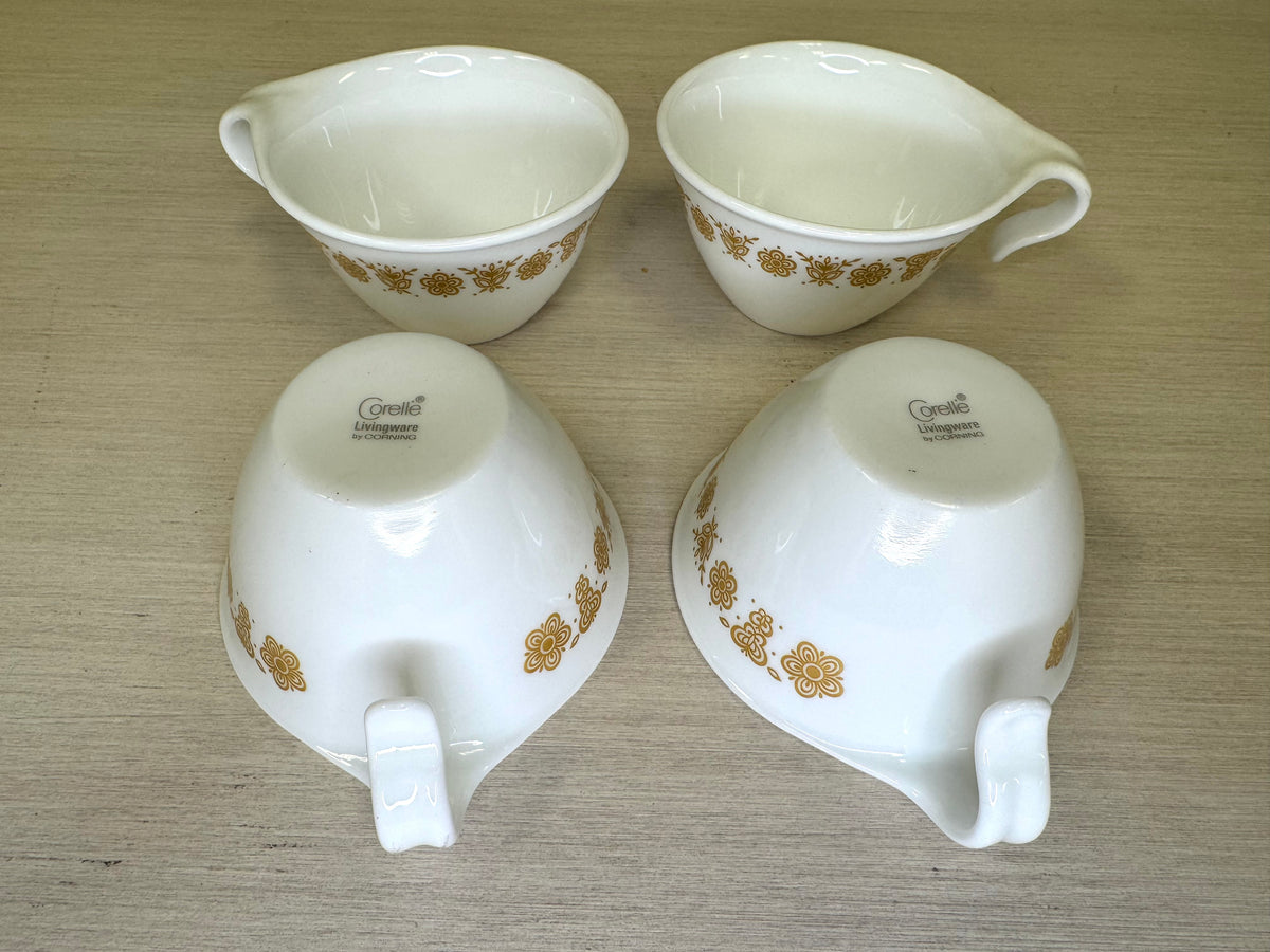 1970s Corelle Corning Ware Butterfly Gold Hook Cup Set
