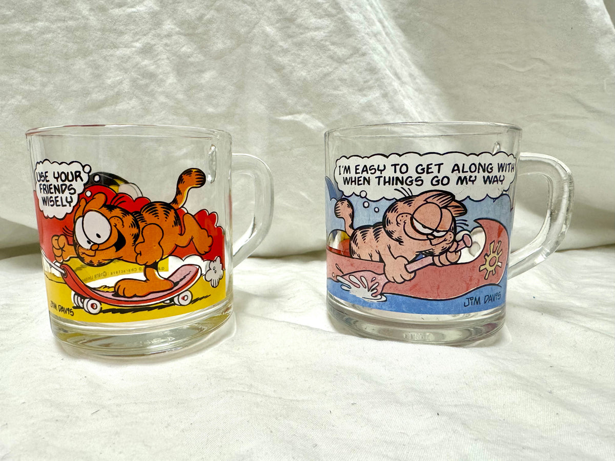 Tazas de cristal de novedad Garfield de McDonald's de 1978