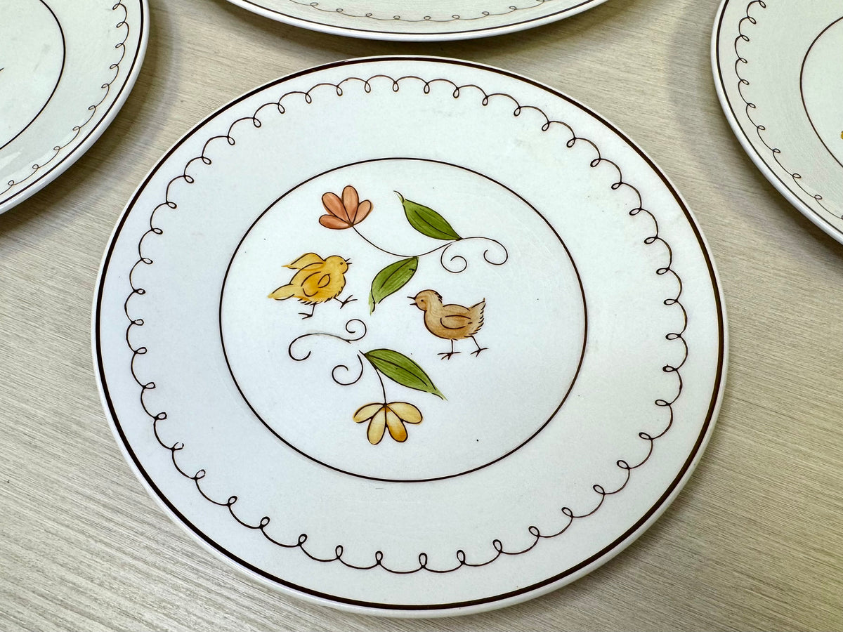 Cora Stone Rooster & Chicks "Early Morning" Plate Set
