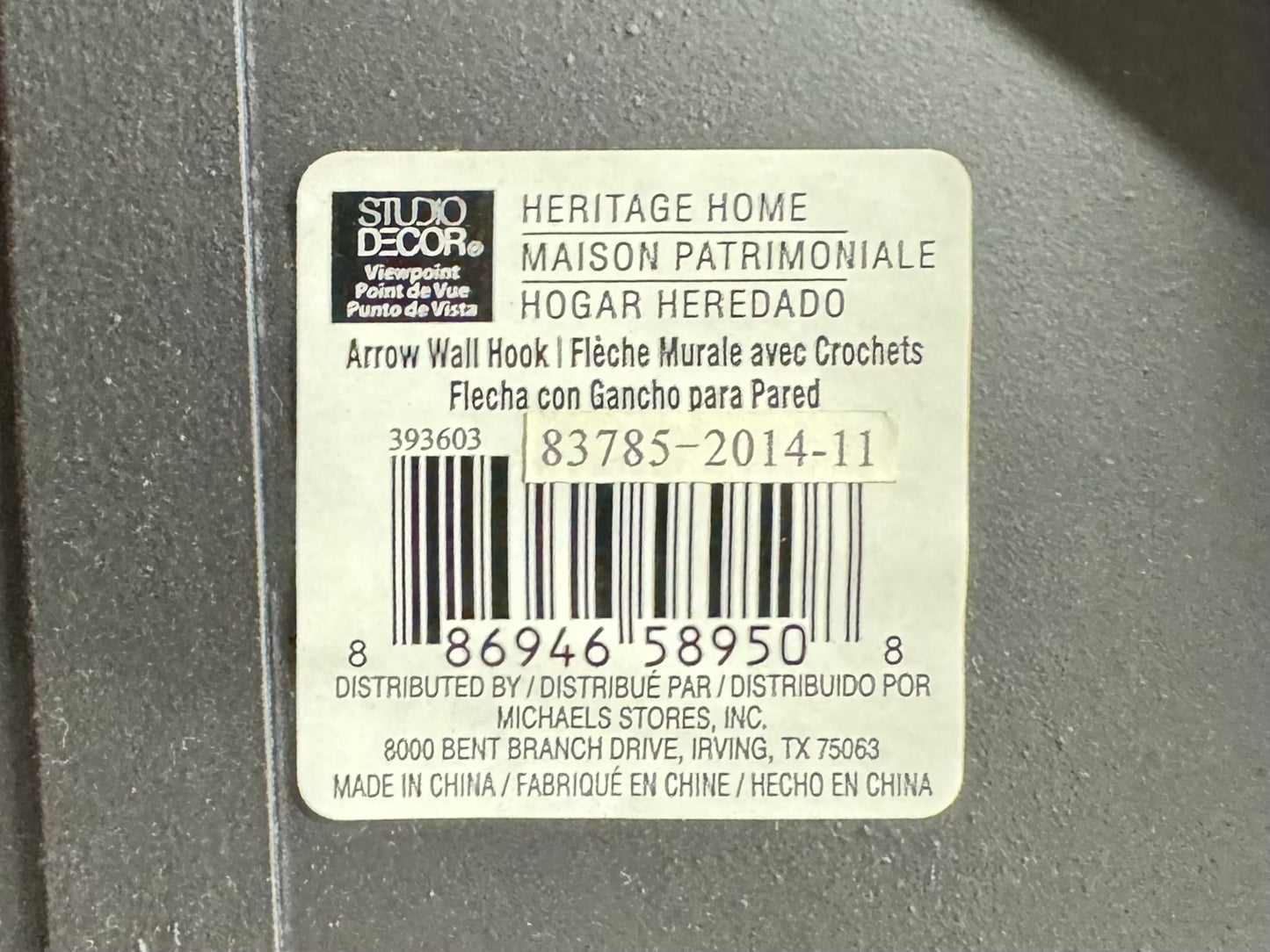 Pink Metal Arrow Wall Hanger