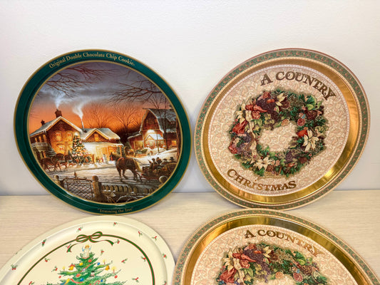 Vintage Christmas Metal Trays