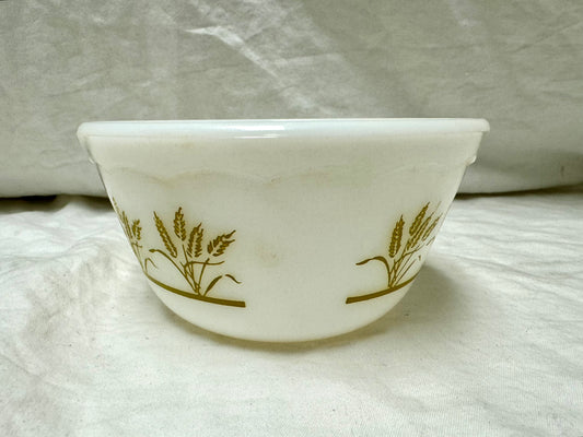 1950s-60s Golden Wheat Pattern Milk Glass Bowl