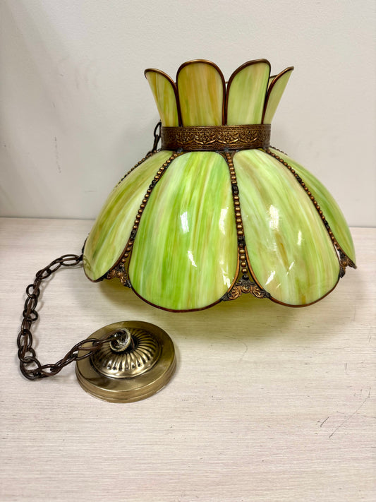 1900s Tiffany Style Green Light Pendant