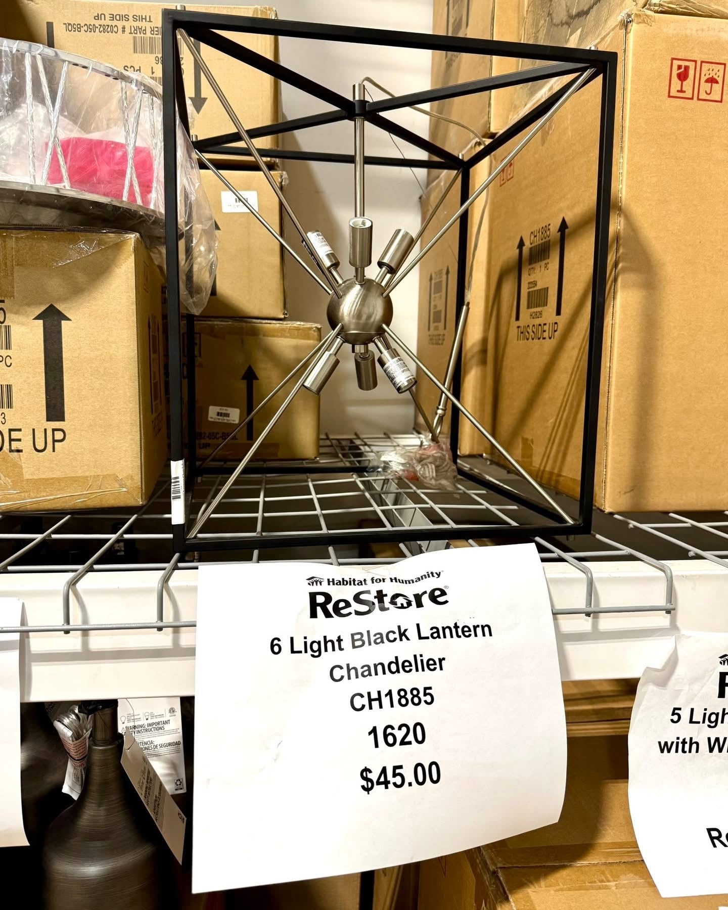 Brand New 6 Light Black Lantern Chandelier