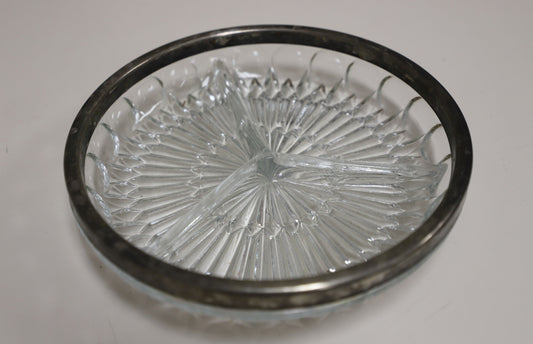 Crystal/Silver Relish Dish