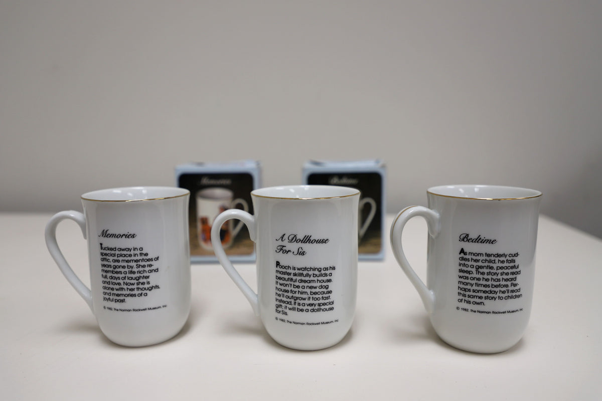 Juego de tazas de porcelana Norman Rockwell de 1983
