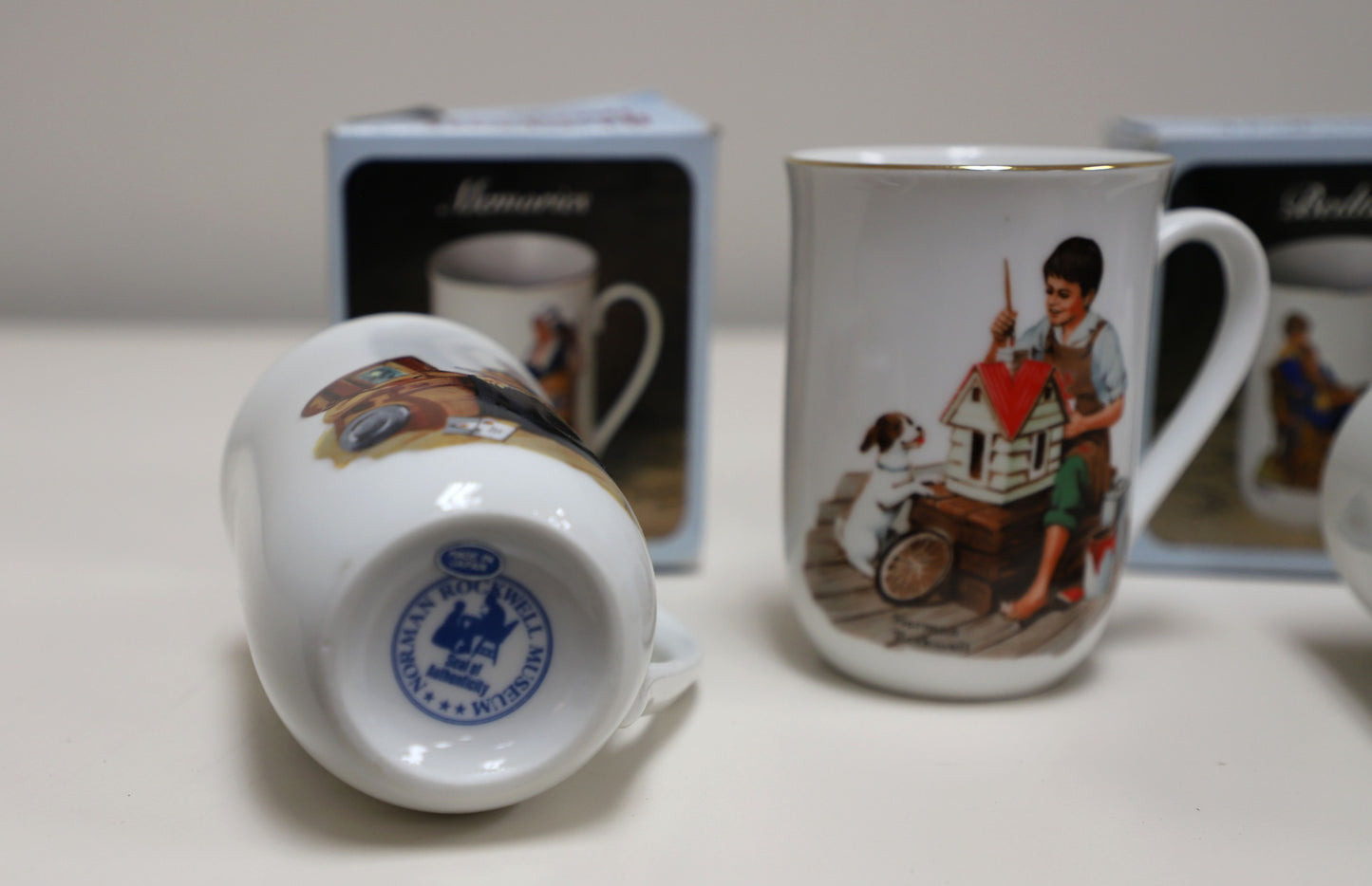 1983 Norman Rockwell Porcelain Mug Set