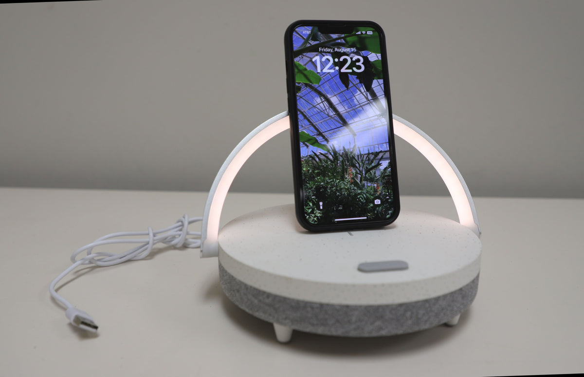 Altavoz Ezvalo/Cargador inalámbrico/Soporte para teléfono/Luz regulable