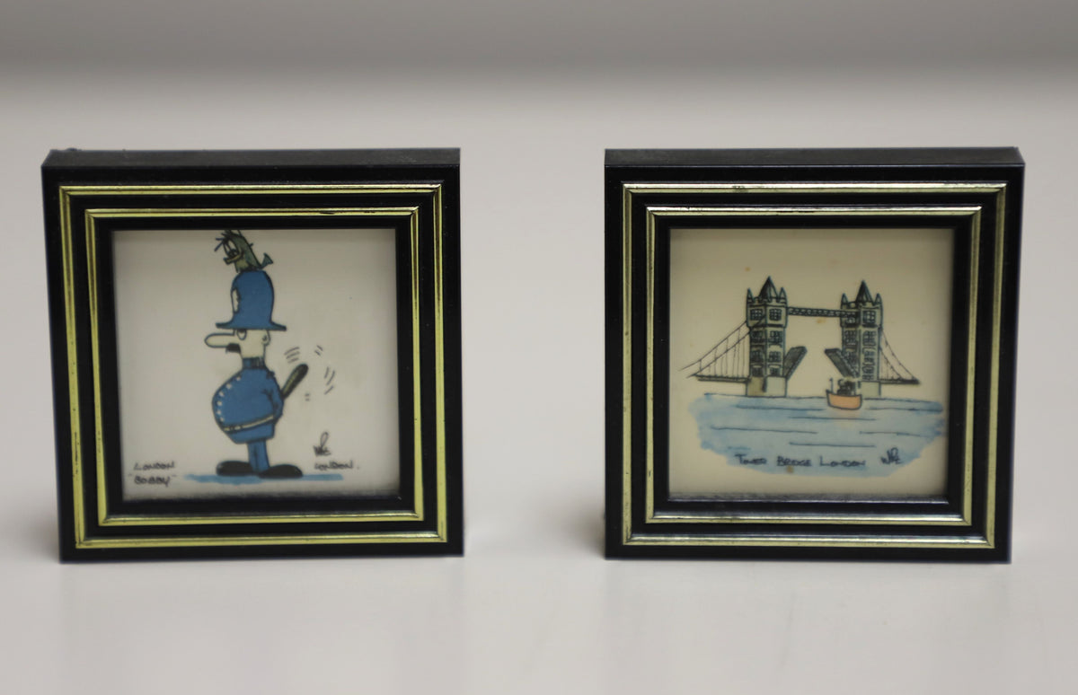 Arte enmarcado en miniatura con temática de Londres de los años 60