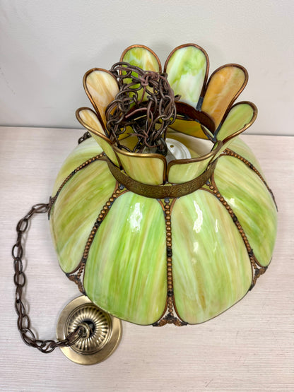 1900s Tiffany Style Green Light Pendant