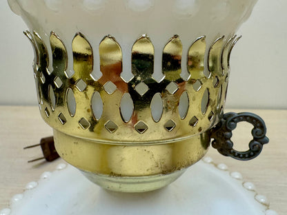 Small Hobnail Milk Glass Hurricane Lamp