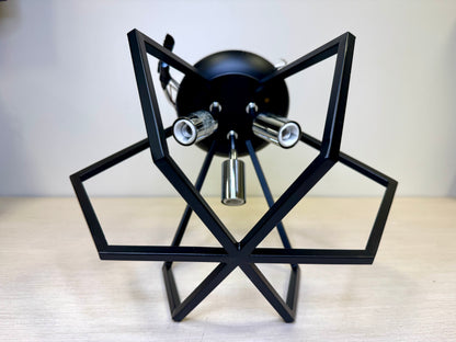 Black 3 Light Semi-Flush Fixture