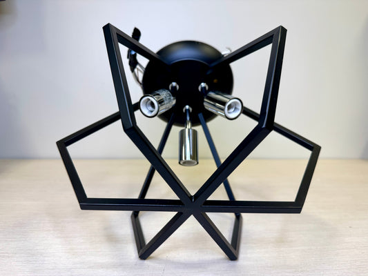 Black 3 Light Semi-Flush Fixture