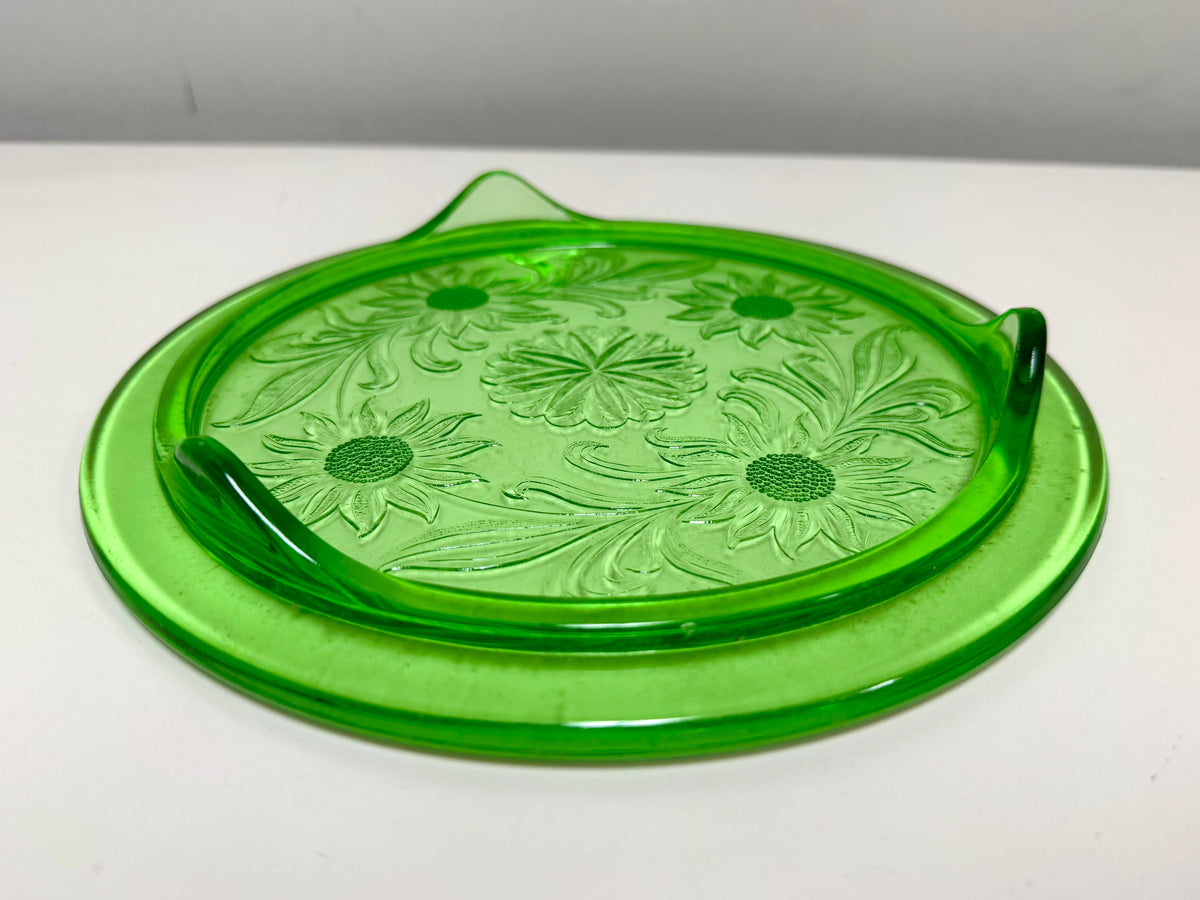 Jeannette Glass Co. Uranium Glass Cake Plate