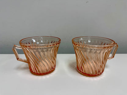 Federal Glass Co. Pink Swirl Cups