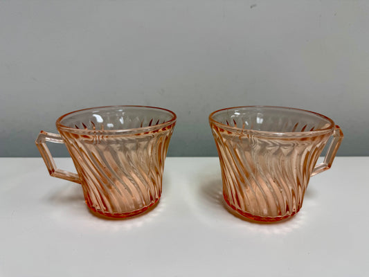 Federal Glass Co. Pink Swirl Cups