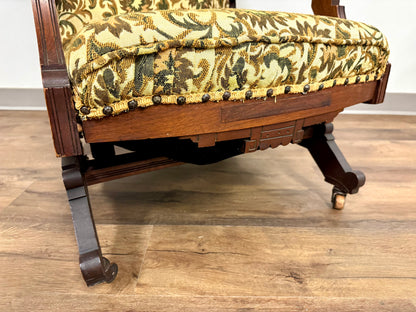 Floral Yellow Victorian Platform Rocking Chair