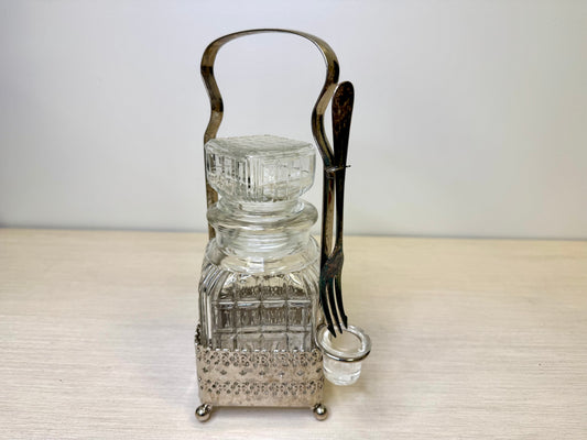 Glass Pickle Castor in Silver Holder