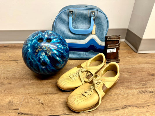 1970s-80s RARE Nike Bowling Shoes, Ball, Wrist Brace, & Case