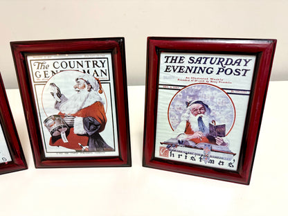 Set of 3 Framed Vintage Style Santa Art
