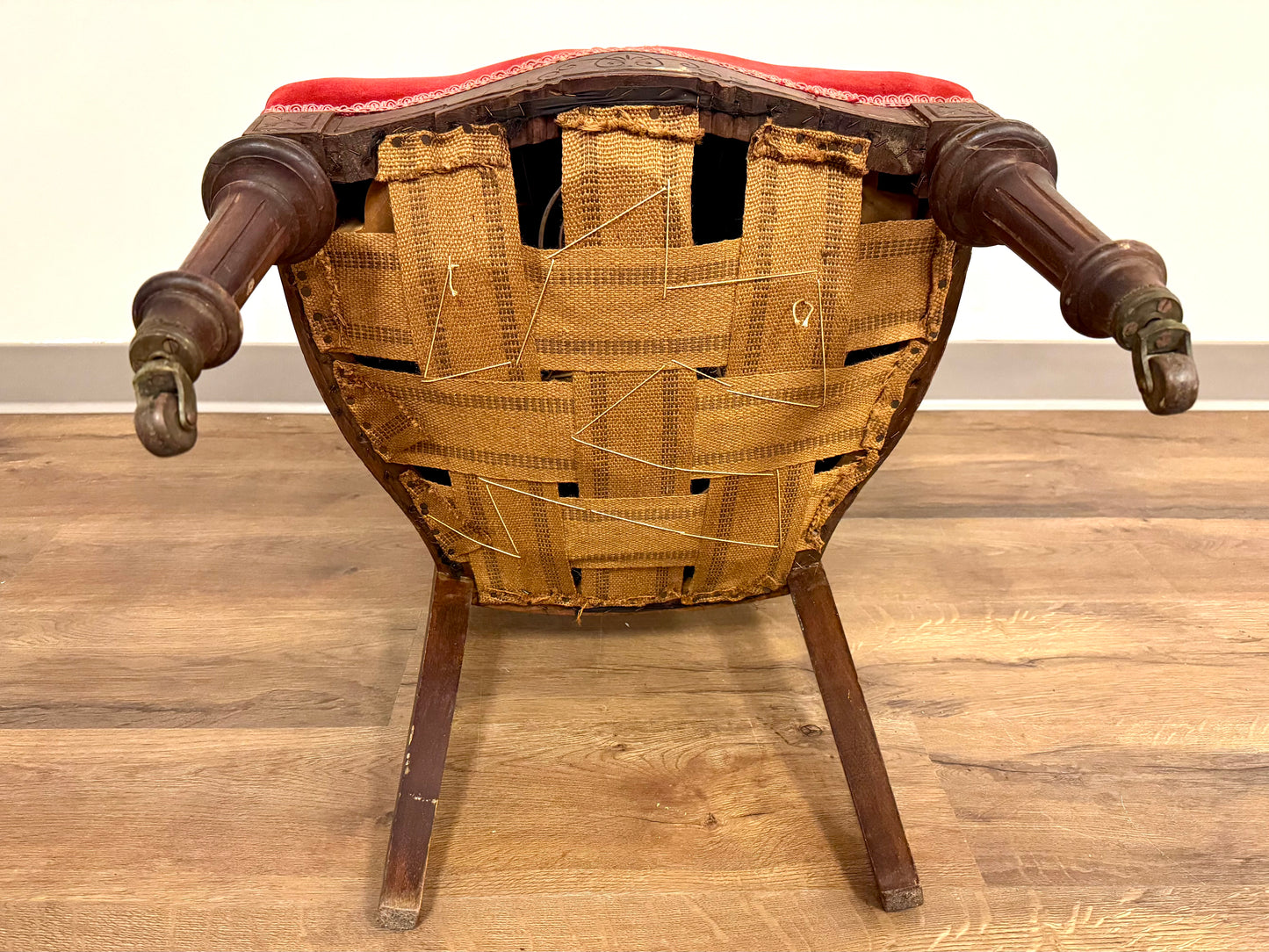 Antique Victorian Red Velvet Accent Chair