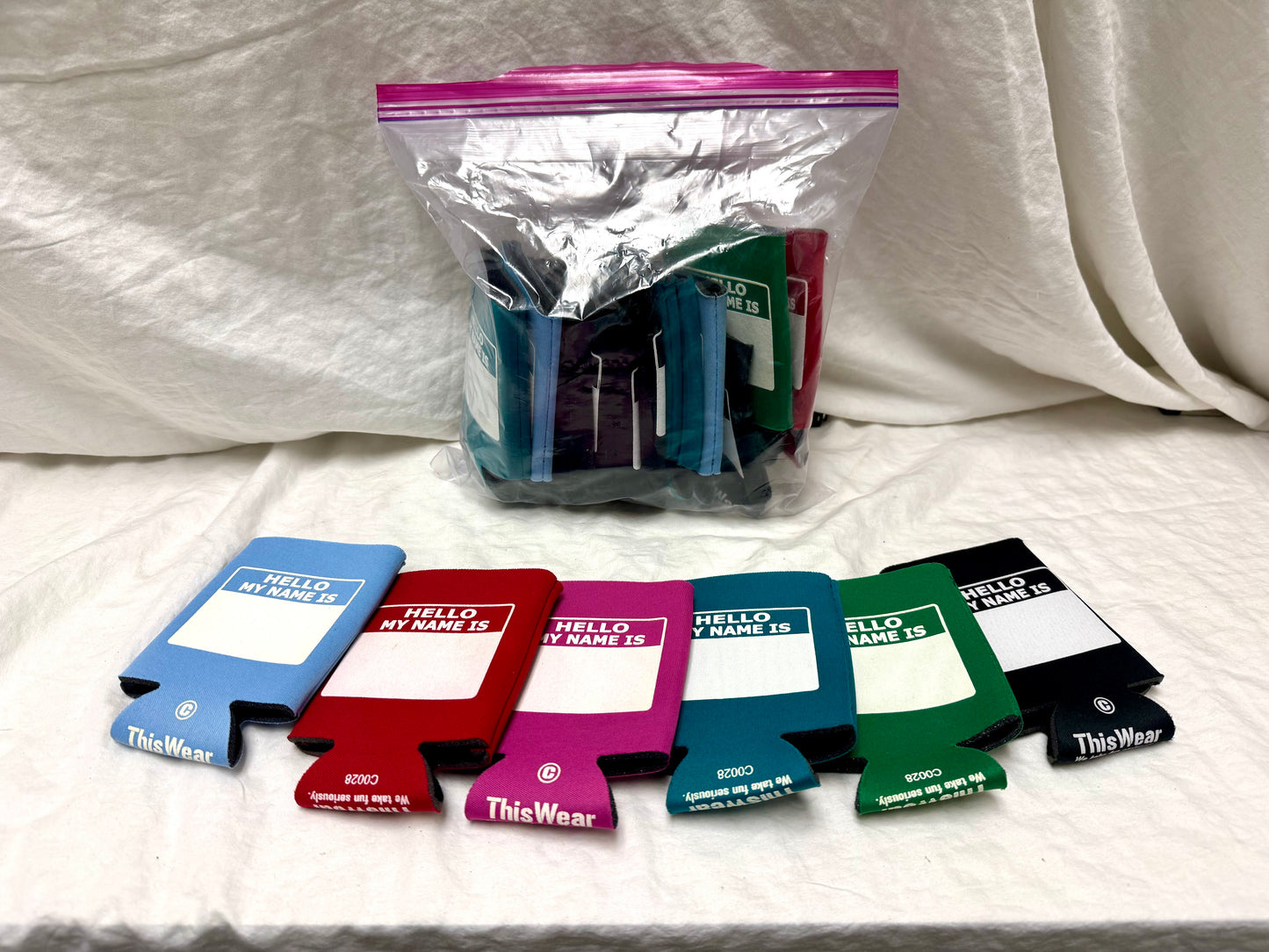 "Hello My Name Is" Blank Koozies