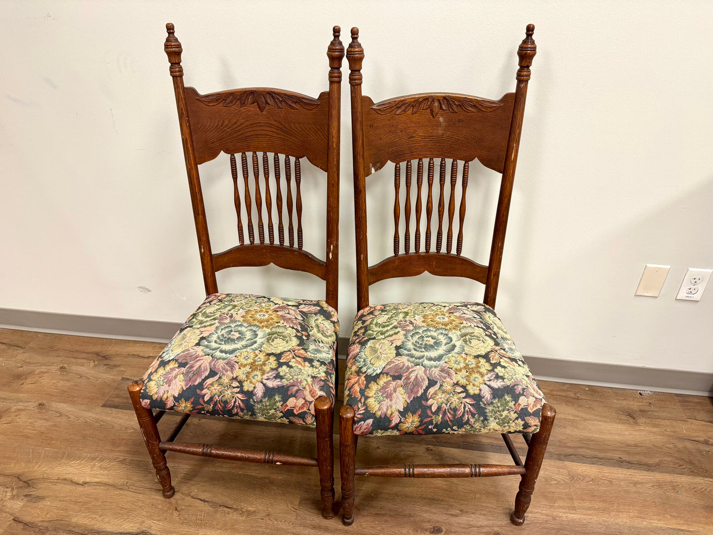 Pair of Antique Highback Spindle Chairs