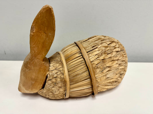 Wood & Straw Rabbit Decor