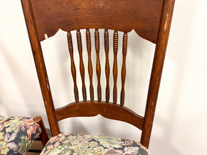 Pair of Antique Highback Spindle Chairs